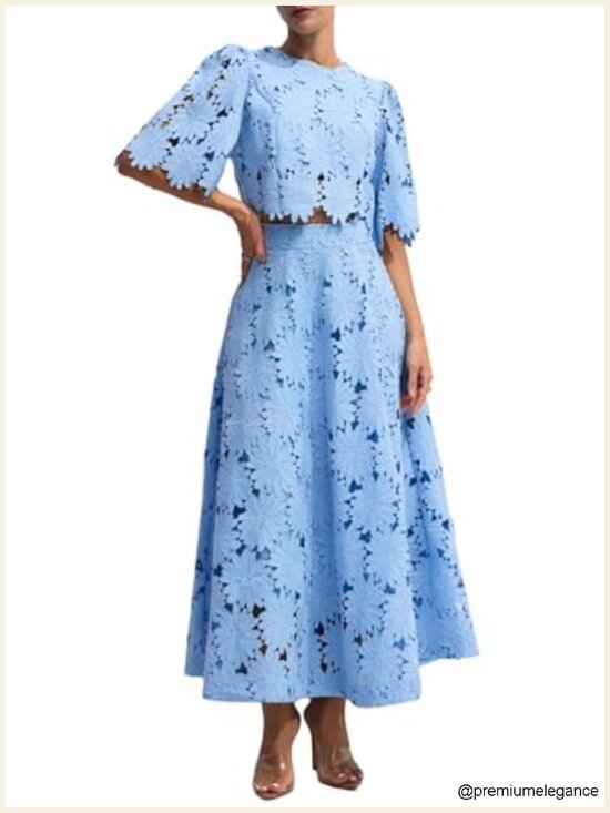 Other - Embroidered Crop Top & Maxi Skirt Two Piece Set